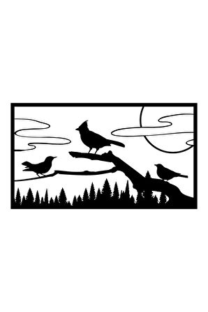 Ahşap İşleme Duvar Süsü- Kuş - 30 Cm X 50 Cm