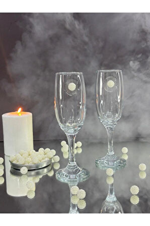 Şampanya Kadehi Beyaz İnci Böğürtlen Figürlü 2'Li