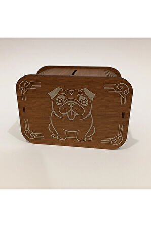 Köpek Kumbara - Ağaç Işleme -Ceviz Ağacı-Kahverengi