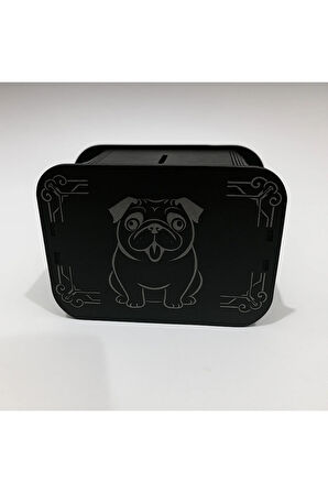 Köpek Kumbara - Ağaç Işleme -Ceviz Ağacı-Siyah