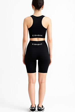 Tayt Crop Takım-Siyah