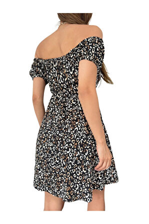 Madonna Yaka Leopar Desenli Elbise