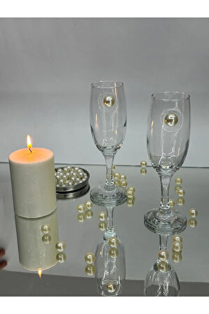 Şampanya Kadehi Klasik İnci Figürlü 2'Li
