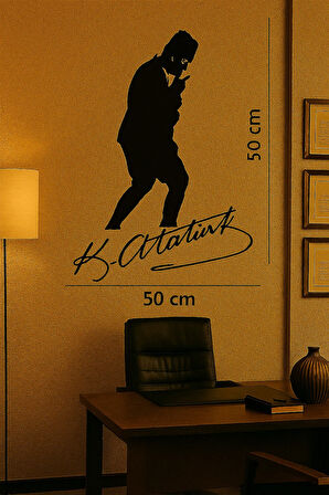 Ahşap İşleme Duvar Süsü- Atatürk Silüeti- 50 Cm X 30 Cm
