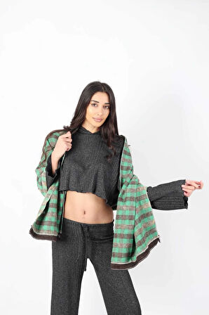 Şık Kullanım Pamuk Polyester Şal-Yeşil