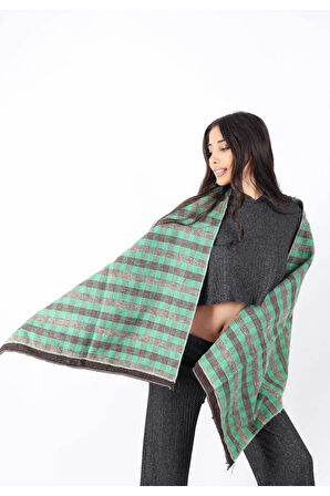 Şık Kullanım Pamuk Polyester Şal-Yeşil