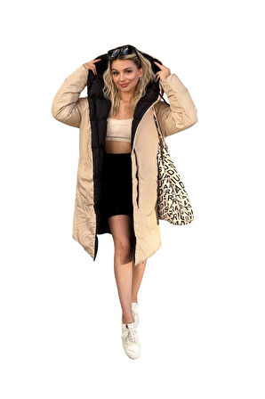 Çift Taraflı Uzun Şişme Mont