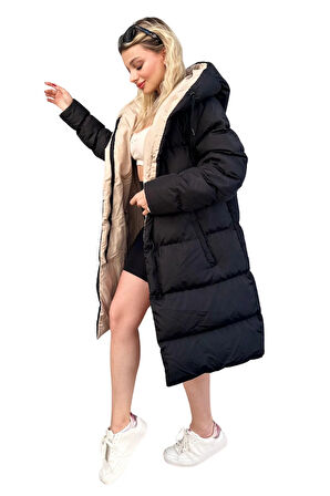 Çift Taraflı Uzun Şişme Mont