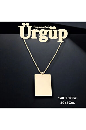 14AYAR 2.28Gram Altın Kare Plaka kolye