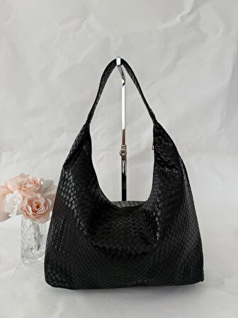 Örgü Deri Omuz Çantası Hobo Çanta – Omuz Askılı, Yumuşak Deri, Günlük & Şık Spacious Shoulder Bag
