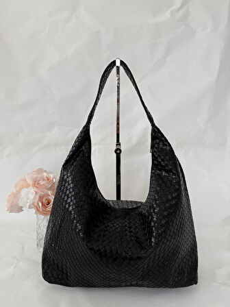 Örgü Deri Omuz Çantası Hobo Çanta – Omuz Askılı, Yumuşak Deri, Günlük & Şık Spacious Shoulder Bag