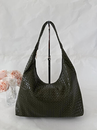 Örgü Deri Omuz Çantası Hobo Çanta – Omuz Askılı, Yumuşak Deri, Günlük & Şık Spacious Shoulder Bag