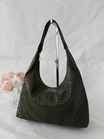 Örgü Deri Omuz Çantası Hobo Çanta – Omuz Askılı, Yumuşak Deri, Günlük & Şık Spacious Shoulder Bag