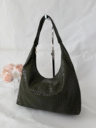 Örgü Deri Omuz Çantası Hobo Çanta – Omuz Askılı, Yumuşak Deri, Günlük & Şık Spacious Shoulder Bag