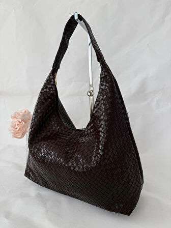 Örgü Deri Omuz Çantası Hobo Çanta – Omuz Askılı, Yumuşak Deri, Günlük & Şık Spacious Shoulder Bag