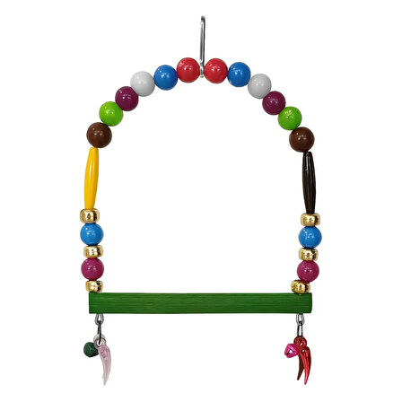 melfxxl Lisinya205 Renkli Boncuklu Ve Çanlı Muhabbet Kuşu Salıncağı 10-11.5 cm Renkli - 326906-1453