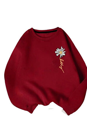 malkoçbey bordo oyaka oversize unisex swetşhirt