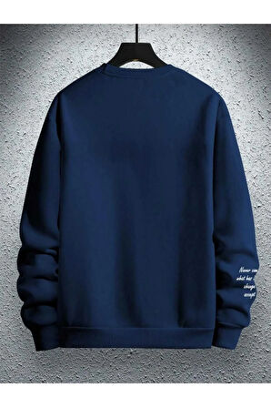 baskılı oversize bisiklet yaka sweatşhirt