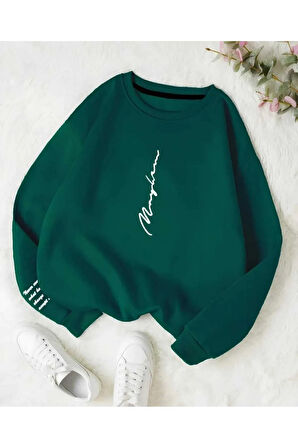 malkoçbey never baskılı oversize unisex bisiklet yaka sweatşhirt