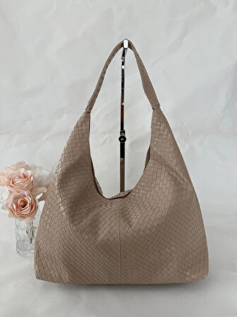 Örgü Deri Omuz Çantası Hobo Çanta – Omuz Askılı, Yumuşak Deri, Günlük & Şık Spacious Shoulder Bag