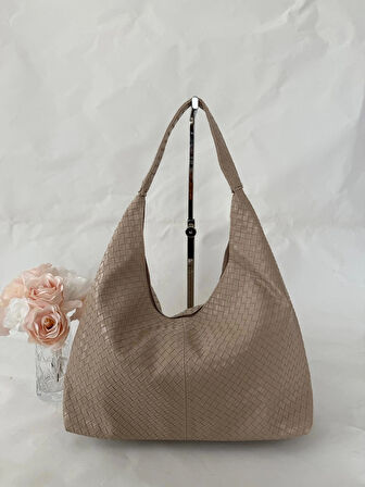 Örgü Deri Omuz Çantası Hobo Çanta – Omuz Askılı, Yumuşak Deri, Günlük & Şık Spacious Shoulder Bag