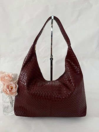 Örgü Deri Omuz Çantası Hobo Çanta – Omuz Askılı, Yumuşak Deri, Günlük & Şık Spacious Shoulder Bag