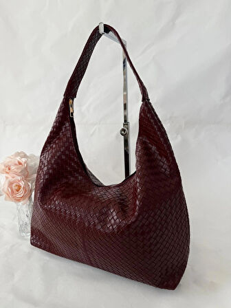 Örgü Deri Omuz Çantası Hobo Çanta – Omuz Askılı, Yumuşak Deri, Günlük & Şık Spacious Shoulder Bag