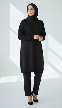 KADIN ORTA YAŞ VE ÜZERİ BİSİKLET YAKA YANLARDAN DÜĞME DETAYLI ALTI BANTLI KOL AĞZI MANŞETLİ PANTOLON BELİ LASTİKLİ VE BELİ CEPLİ KALIN KIŞLIK İKİLİ TAKIM