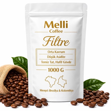 MELLI COFFEE Arabica Filtre Kahve (Orta Kavrum) (Çekirdek) (1000 Gr)