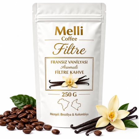Melli Coffee Fransız Vanilyası Aromalı Filtre Kahve 250 g Öğütülmüş Orta Kavrum