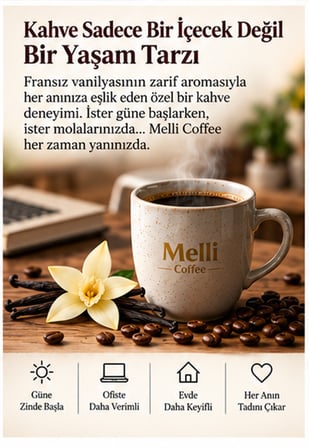 Melli Coffee Fransız Vanilyası Aromalı Filtre Kahve 250 g Öğütülmüş Orta Kavrum