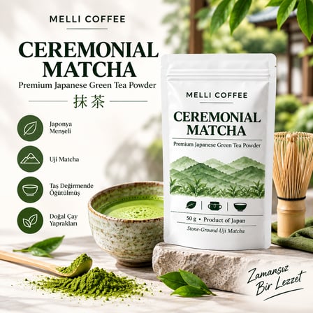melli coffee ceremonial matcha 50g – premium grade – japonya menşei
