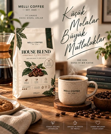 Melli Coffee House Blend Filtre Kahve 1 Kg Orta Kavrum Öğütülmüş