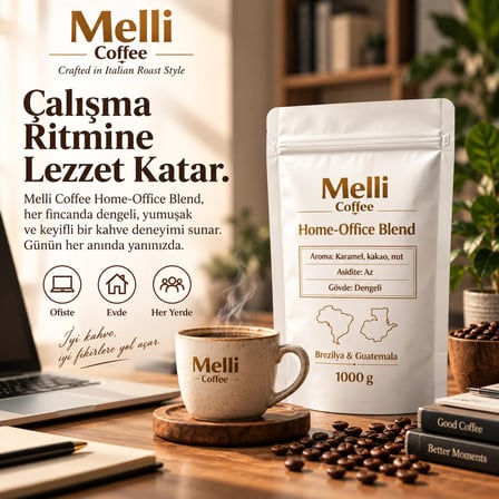Melli Coffee Morning Blend Espresso Çekirdek Kahve 1 KG Orta-Koyu Kavrum Brezilya & Kolombiya