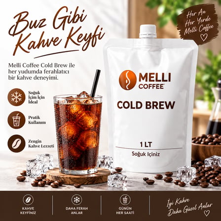 MELLI COFFEE Cold Brew Soğuk Kahve 1 L – 1000 ML