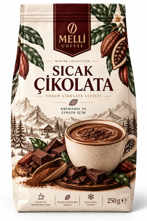 Melli Coffee Sıcak Çikolata 250 gr Kremamsı Kakaolu İçecek Karışımı