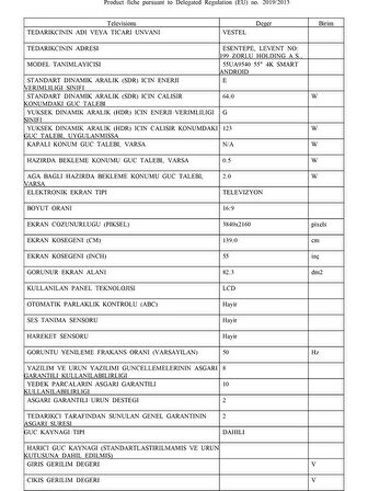 Vestel 55UA9540 55" 139 Ekran Dahili Uydu Alıcılı 4K Ultra HD Smart LED TV  (BU ÜRÜNÜN KATA TESLİMİ YOKTUR,KARGO GÖREVLİSİ APARTMAN KAPISINDA TESLİM EDER VE DAİRENİZİN KAPISINA ÇIKARTMAZ...)