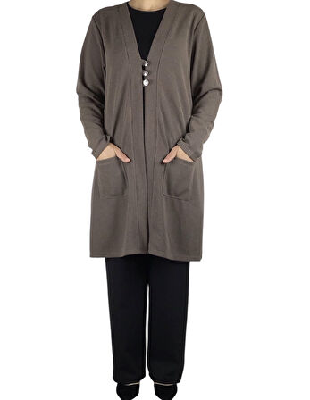 KADIN ÖNÜ ÜÇ DÜĞMELİ MEVSİMLİK CEPLİ HIRKA