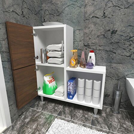 Moonlife 2 Kapaklı L Çok Amaçlı Banyo Dolabı Ceviz