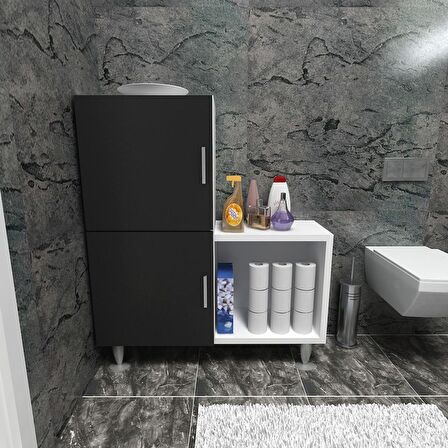 Moonlife 2 Kapaklı L Çok Amaçlı Banyo Dolabı Siyah