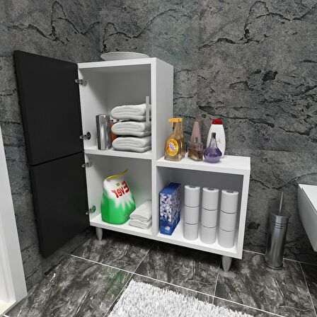 Moonlife 2 Kapaklı L Çok Amaçlı Banyo Dolabı Siyah