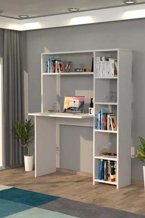 Duru Kitaplıklı Çalışma Masası Beyaz