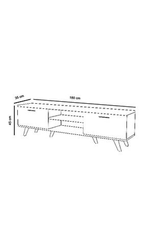 Moonlife İstanbul Tv Ünitesi Beyaz Siyah