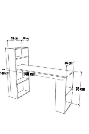 Sima Kitaplıklı Çalışma Masası Ceviz