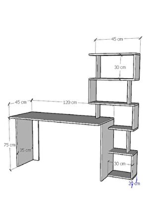 Yakamoz Kitaplıklı Çalışma Masası Beyaz