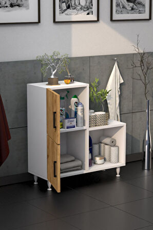 2 Kapaklı L Çok Amaçlı Banyo Dolabı Çam