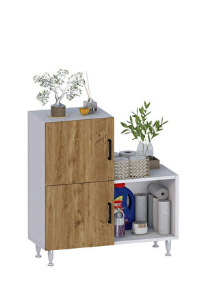 2 Kapaklı L Çok Amaçlı Banyo Dolabı Çam