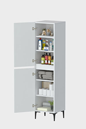 Polen 2 Kapaklı Çok Amaçlı Boy Banyo,Mutfak,Kiler Dolabı Beyaz