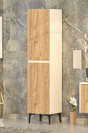 Polen 2 Kapaklı Çok Amaçlı Boy Banyo,Mutfak,Kiler Dolabı Beyaz Çam