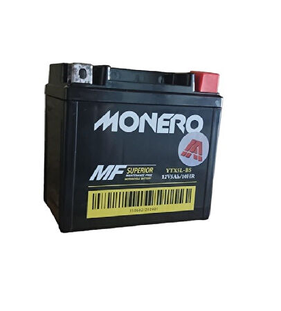 Monero 12V 5Ah Alçak/Yatık YTX5L - BS Motosiklet Aküsü EBATLAR: 113 x 68 x 105mm